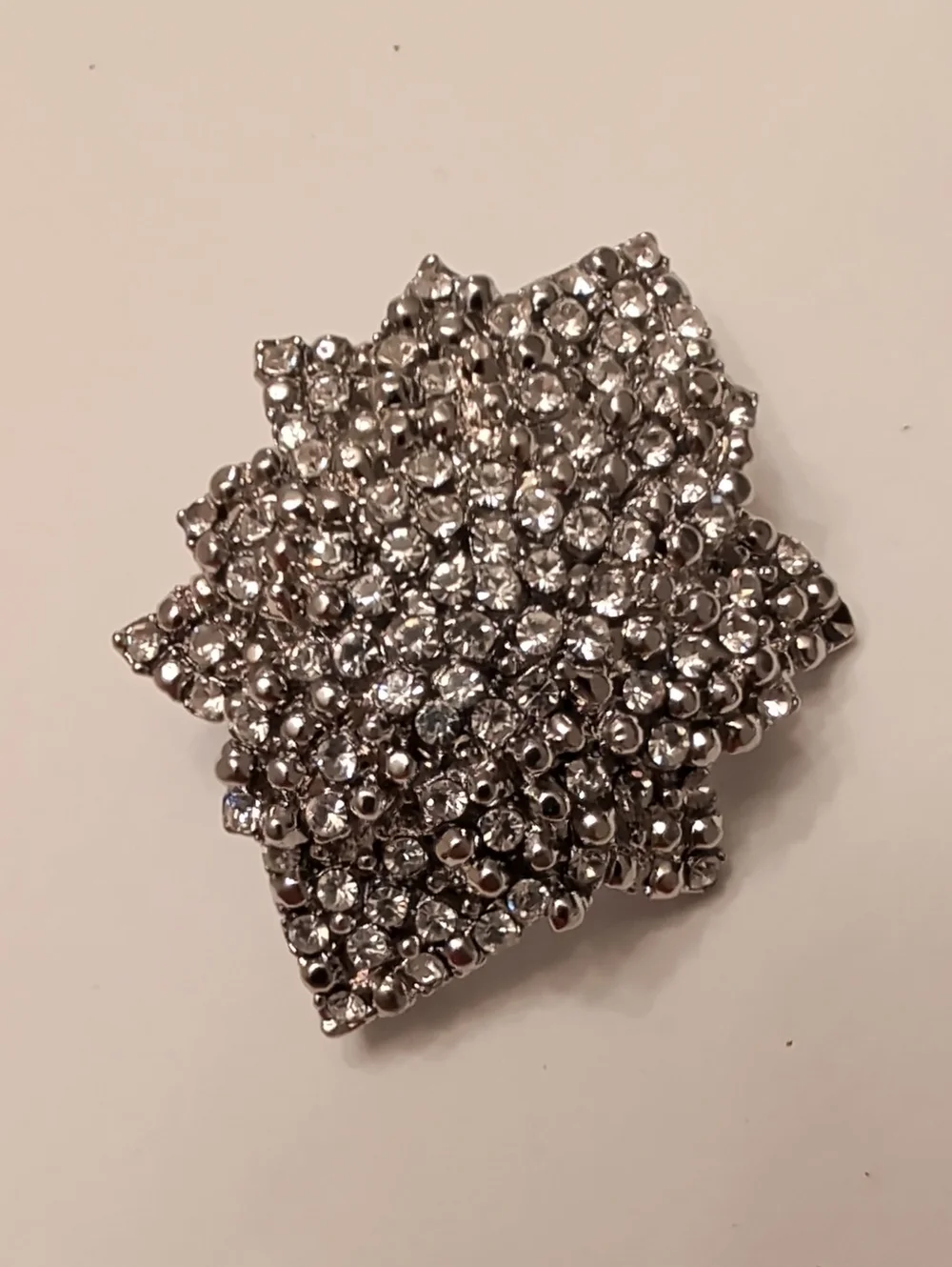 Crystal Cluster Brooch - Silver Tone